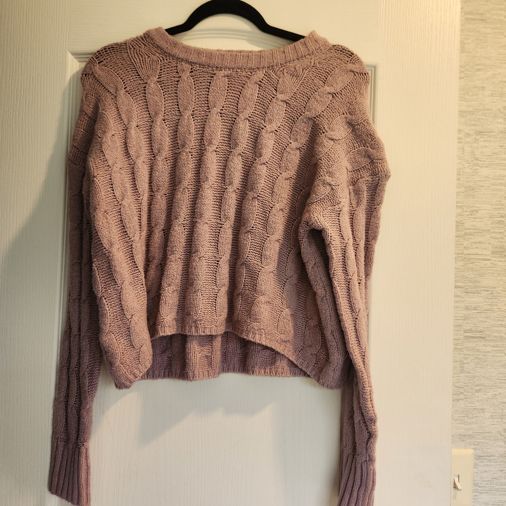 Pink Rose Mauve Cable Knit Sweater Size S Euc